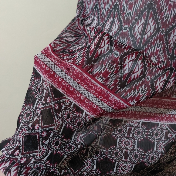 Full Tilt Sheer Black Burgundy Waterfall Open Front Lightweight Cover Up Small - Picture 7 of 9